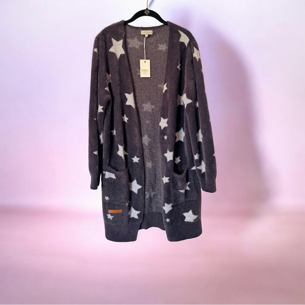 Simply Southern Gray Star Open Front Cardigan